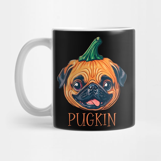 Pugkin Halloween Pumpkin Pug Dog Lover Funny by AimArtStudio